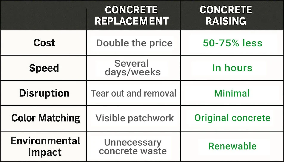 Concrete Replacements vs Concrete Raising Concrete Replacements vs Concrete Raising